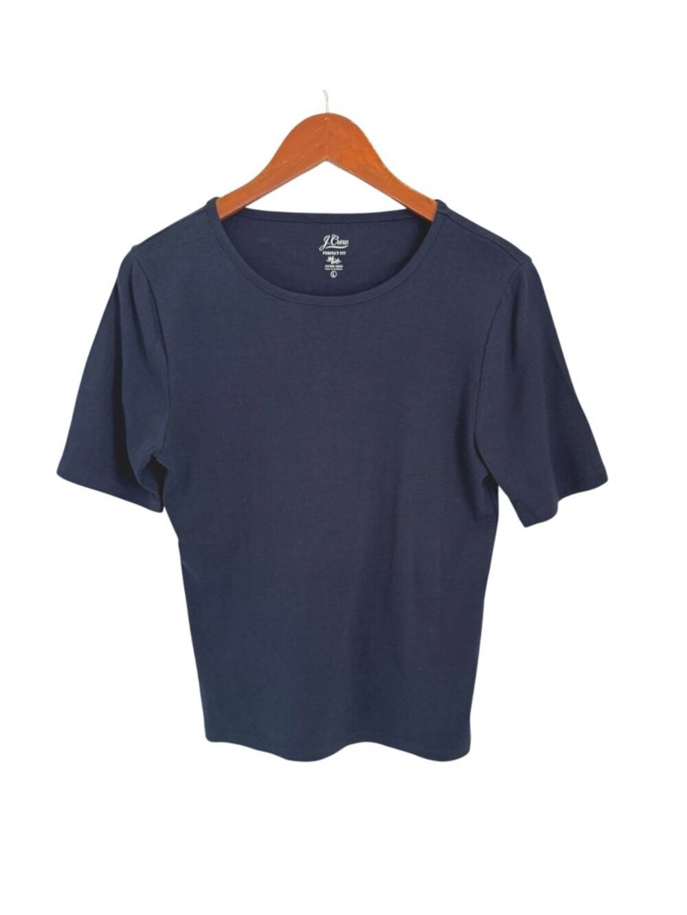 J.Crew Womens Perfect Fit Knit Tee Cotton Yarns Navy Size L